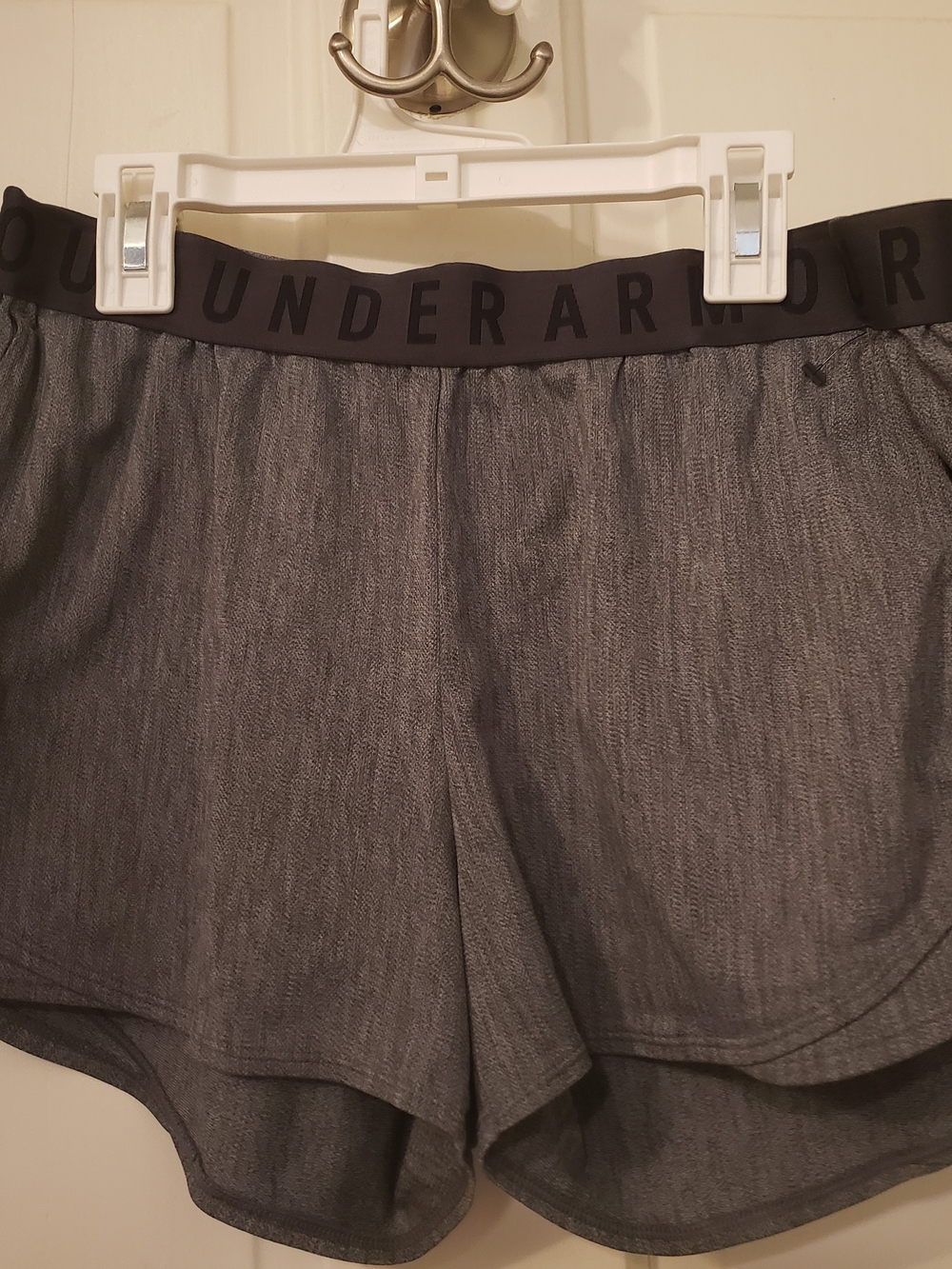 Under Armour Women's Charcoal Heather Athletic Shorts with Branded Waistband